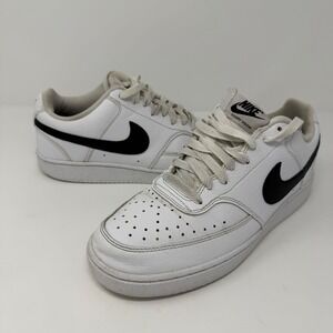 Nike Court Vision Low White Black Leather Sneakers Men's US 8 DH2987 101